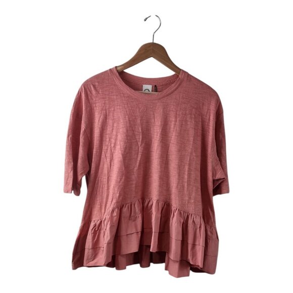 Anthropologie Tops - Anthropologie Akemi + Kin Ruffle Hem Coral Cascade Peplum Top Size X-Small